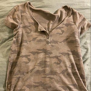 Green Camo Print T-Shirt